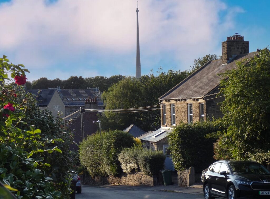 View from Skelmanthorpe showing Emley Mast